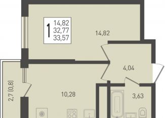 Однокомнатная квартира на продажу, 33.6 м2, посёлок Берёзовый