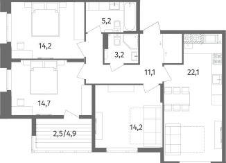 Продаю 3-комнатную квартиру, 87.3 м2, Калининград, улица Маршала Борзова, 109, ЖК Альпы