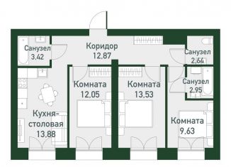 Продается 3-ком. квартира, 74.4 м2, Свердловская область