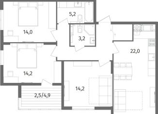 Продам 3-ком. квартиру, 86.5 м2, Калининград, улица Маршала Борзова, 109, ЖК Альпы