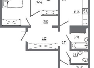 Продается трехкомнатная квартира, 90 м2, Иркутск, жилой комплекс Авиатор, с17