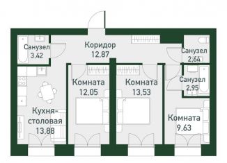 Продам 3-комнатную квартиру, 73.8 м2, Екатеринбург, метро Чкаловская