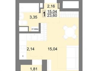 Квартира на продажу студия, 25.7 м2, Екатеринбург, Балаклавский тупик, 2В, метро Проспект Космонавтов