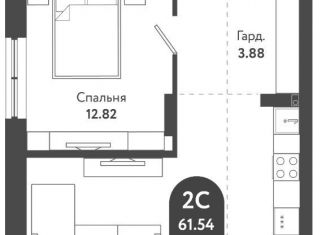 Продажа 2-комнатной квартиры, 59.7 м2, Новосибирск, Военная улица, 51, ЖК Тихомиров