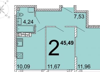 Продаю 2-комнатную квартиру, 45.4 м2, Екатеринбург, метро Чкаловская, улица Академика Ландау, 36