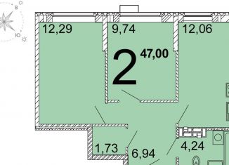 2-ком. квартира на продажу, 46.9 м2, Екатеринбург, метро Чкаловская, улица Академика Ландау, 36