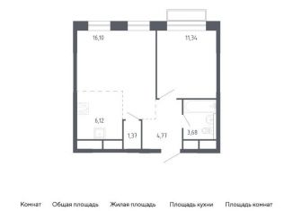 Продается 1-ком. квартира, 43.4 м2, Балашиха, жилой квартал Новоград Павлино, к6