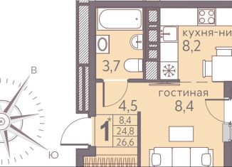 Продам квартиру студию, 26.6 м2, Пермь, ЖК Погода, Серебристая улица, 7