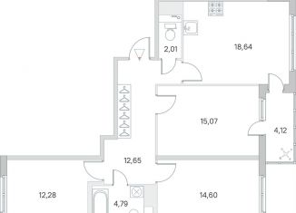 3-комнатная квартира на продажу, 82.1 м2, Ленинградская область