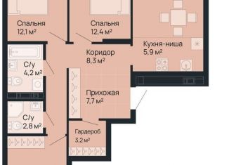 3-комнатная квартира на продажу, 87.2 м2, Нижний Новгород, улица Невзоровых