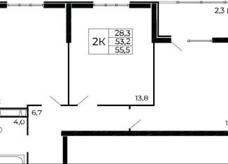 Продаю 2-ком. квартиру, 55.5 м2, Ростов-на-Дону, проспект Маршала Жукова, 26к5, Советский район