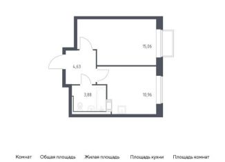 Продается 1-комнатная квартира, 34.5 м2, посёлок Мирный, жилой комплекс Томилино Парк, к6.1