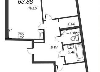 Продается 2-комнатная квартира, 65.7 м2, Ленинградская область