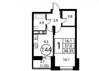 Продам 1-комнатную квартиру, 38.4 м2, Московская область