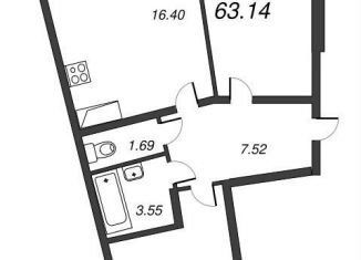 Продажа 2-комнатной квартиры, 65.6 м2, Мурино