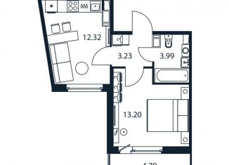 1-комнатная квартира на продажу, 34.2 м2, Мурино