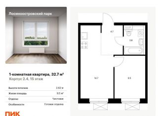 Продается однокомнатная квартира, 32.7 м2, Москва, жилой комплекс Лосиноостровский Парк, к2/1, ЖК Лосиноостровский Парк