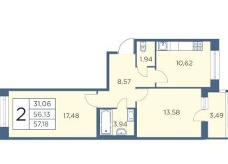 Продам 2-комнатную квартиру, 56.8 м2, Санкт-Петербург, метро Выборгская, Большой Сампсониевский проспект, 70к2