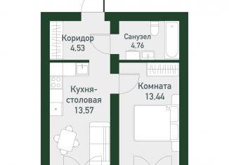 1-комнатная квартира на продажу, 36.3 м2, Екатеринбург, Ленинский район
