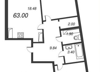 Продаю двухкомнатную квартиру, 64.7 м2, Мурино