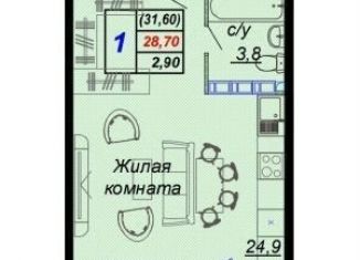 Продается квартира студия, 31.6 м2, Краснодарский край