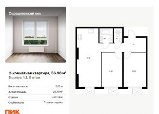 Продам двухкомнатную квартиру, 57 м2, Москва, жилой комплекс Середневский Лес, к4.1