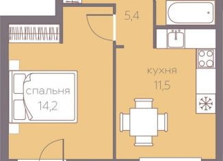 Продаю 1-комнатную квартиру, 36.3 м2, Пермь, Серебристая улица, 16, ЖК Погода