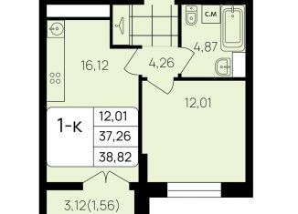 Продаю однокомнатную квартиру, 40.4 м2, Калужская область
