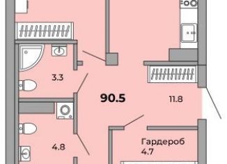 Продажа 3-комнатной квартиры, 90.5 м2, Екатеринбург, метро Уралмаш, Донбасская улица, 21