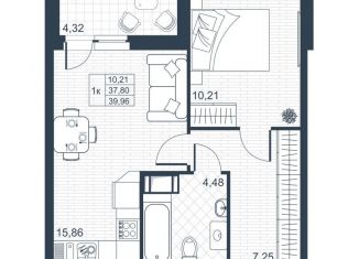 Продам однокомнатную квартиру, 40 м2, Коммунар, ЖК Ново-Антропшино