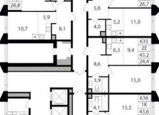 Продажа 2-комнатной квартиры, 44.3 м2, Москва, станция Гражданская, жилой комплекс Петровский парк II, к1