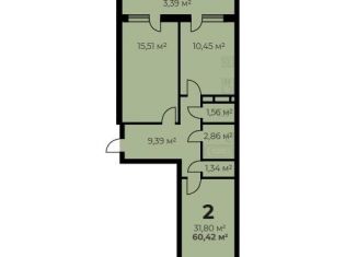 Продается 2-ком. квартира, 60.4 м2, Пермь, Байкальская улица, 7А, Кировский район