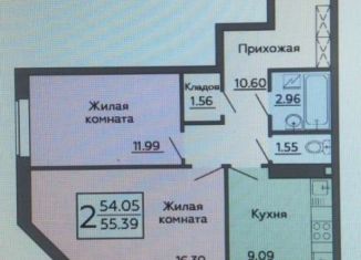 2-комнатная квартира на продажу, 55 м2, Воронеж, улица 9 Января, 223И, ЖК 9 Ярдов
