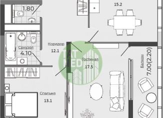 Двухкомнатная квартира на продажу, 67.1 м2, Казань, Шоссейная улица, 57, ЖК Атлантис Делюкс