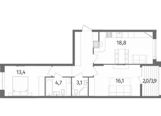 Продается 2-ком. квартира, 69.2 м2, Калининград, улица Маршала Борзова, 109, ЖК Альпы