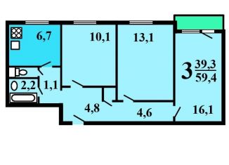 3-ком. квартира на продажу, 59.4 м2, Москва, улица Удальцова, 16, район Проспект Вернадского