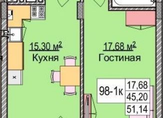 Однокомнатная квартира на продажу, 56.7 м2, Калининградская область
