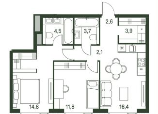 Продаю 2-комнатную квартиру, 59.8 м2, Москва, станция Стрешнево, 4-й Красногорский проезд