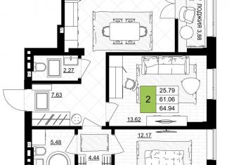 Продается 2-комнатная квартира, 64.9 м2, Калининградская область