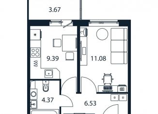 Продаю 1-комнатную квартиру, 32.5 м2, Мурино