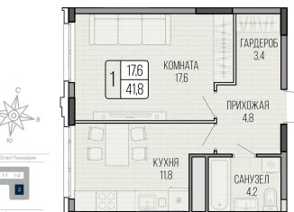 Однокомнатная квартира на продажу, 41.8 м2, Ижевск