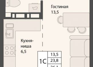 Продается квартира студия, 25 м2, рабочий посёлок Краснообск