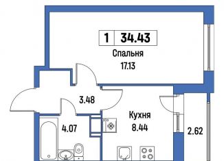 Продажа однокомнатной квартиры, 34.4 м2, Мурино, ЖК Урбанист