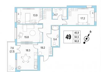 Продам трехкомнатную квартиру, 96.8 м2, Санкт-Петербург, Центральный район, Дворцовая площадь