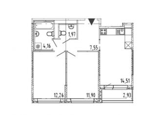 Продается двухкомнатная квартира, 55.3 м2, поселок Бугры, Тихая улица, 5к3