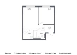 Продается 1-комнатная квартира, 38.8 м2, Тюмень, жилой комплекс Чаркова 72, 1.3