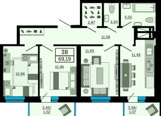 Продажа 3-комнатной квартиры, 69.2 м2, Ростовская область