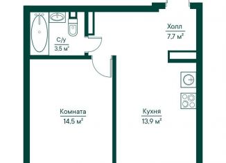 Продам 1-комнатную квартиру, 39.7 м2, Самара, метро Российская