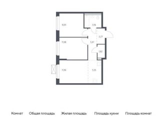 Двухкомнатная квартира на продажу, 52.4 м2, деревня Мисайлово
