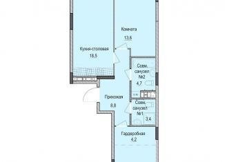 Продается 2-комнатная квартира, 63.4 м2, Казань